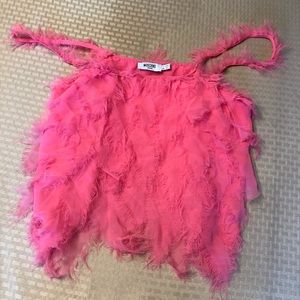 moschino pink feather tank top